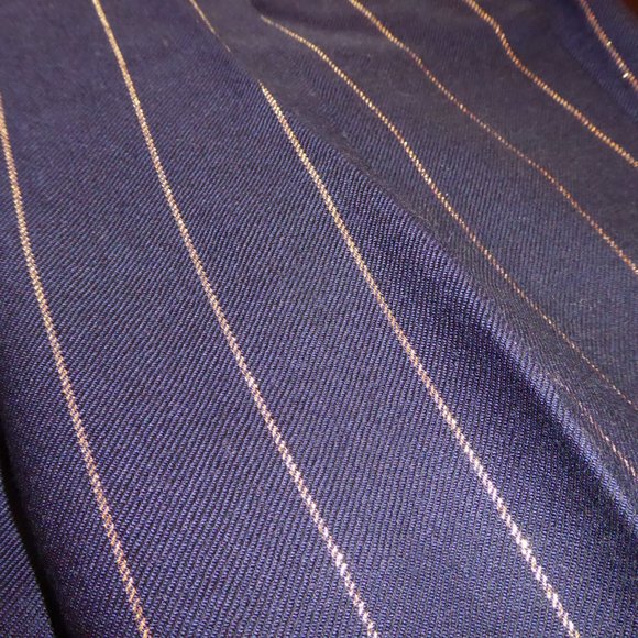 Vilagallo Wool Navy Gold Pin Stripe Front Pleat w/Cuffs Pant EU 38 USA 6 Women's - Picture 11 of 14